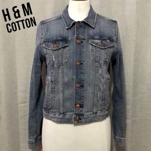 H&M Denim Jacket-Lightly Distressed-Sz US 8(S)-EUC